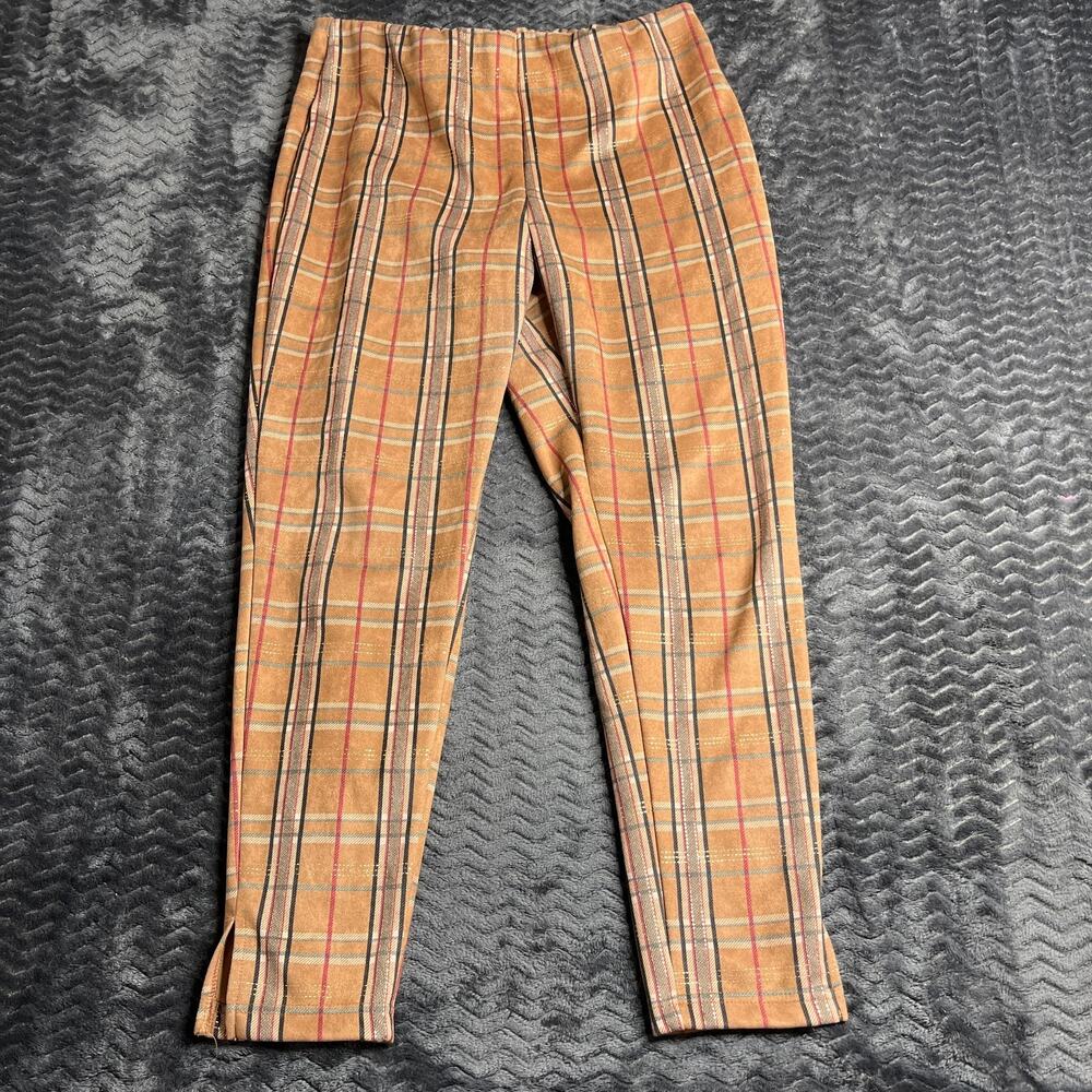 Zac & Rachel Tan Brown Plaid Leggings Size Large
